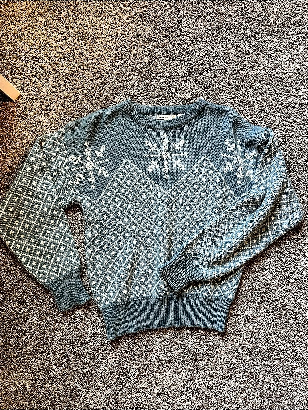 Vintage Holiday Women's Snowflake Knit Crewneck Sweater Fair Isle Winter SOFT S